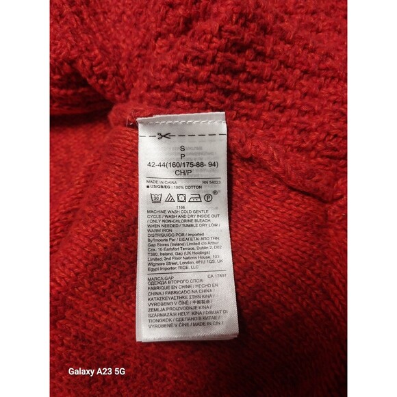 Gap Sweater Womens S Small Cable Knit Bright Red 100% Cotton  Turtleneck - Picture 5 of 6
